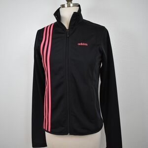 Adidas Women's Black Jacket with Pink Stripes